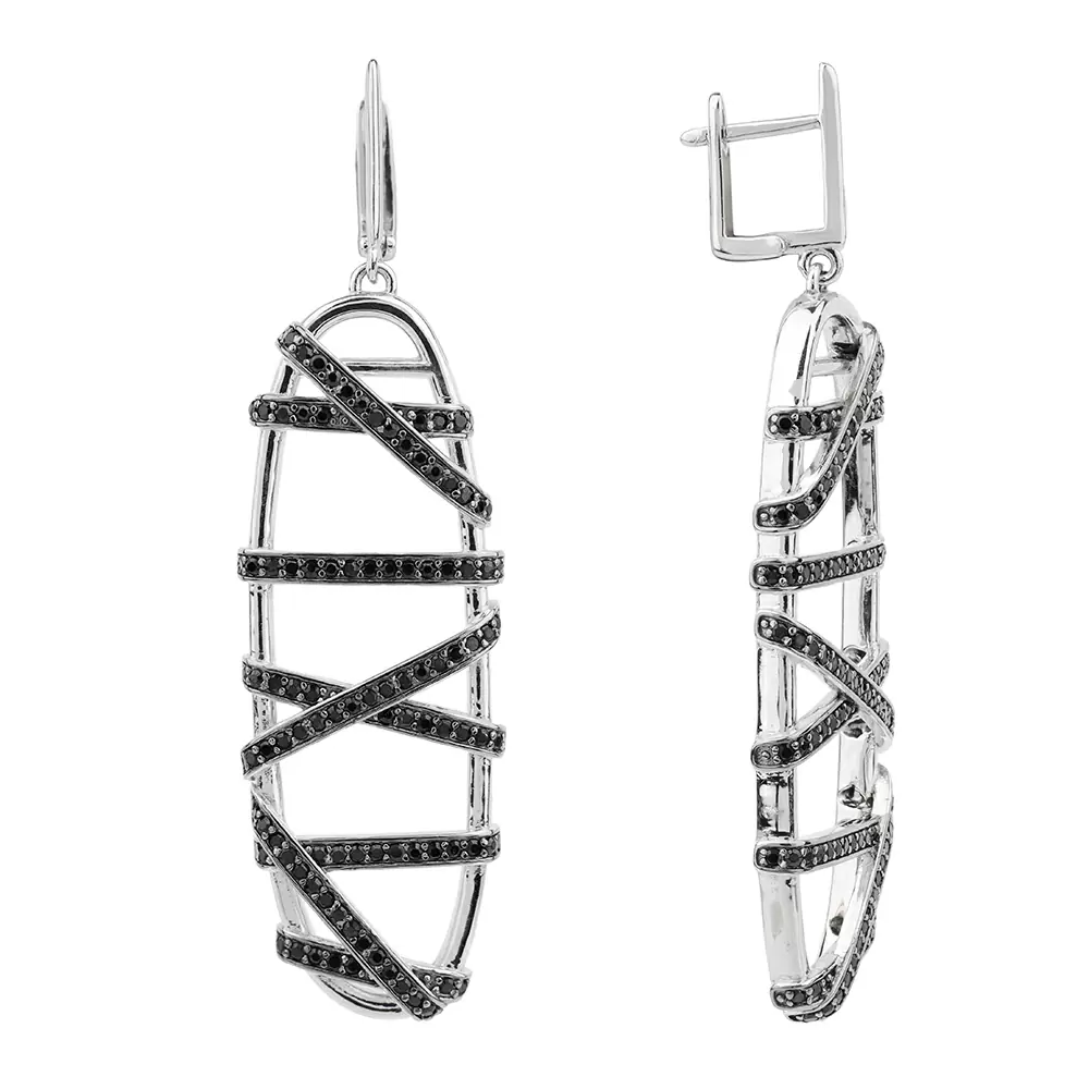 Серьги подвесные C02285 серебро