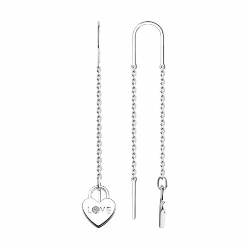 Серьги продевки 94023914 серебро Тиффани Сердце