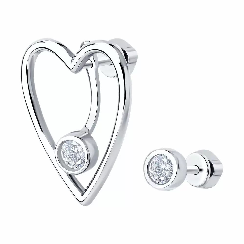 Серьги подвесные 94026821 серебро Сердце