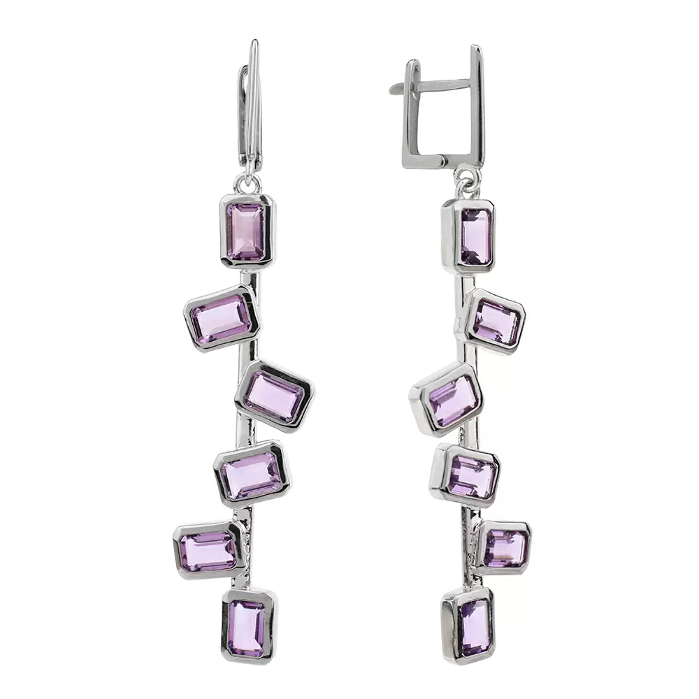 Серьги подвесные C02281 серебро