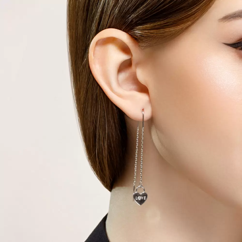 Серьги продевки 94023914 серебро Тиффани Сердце
