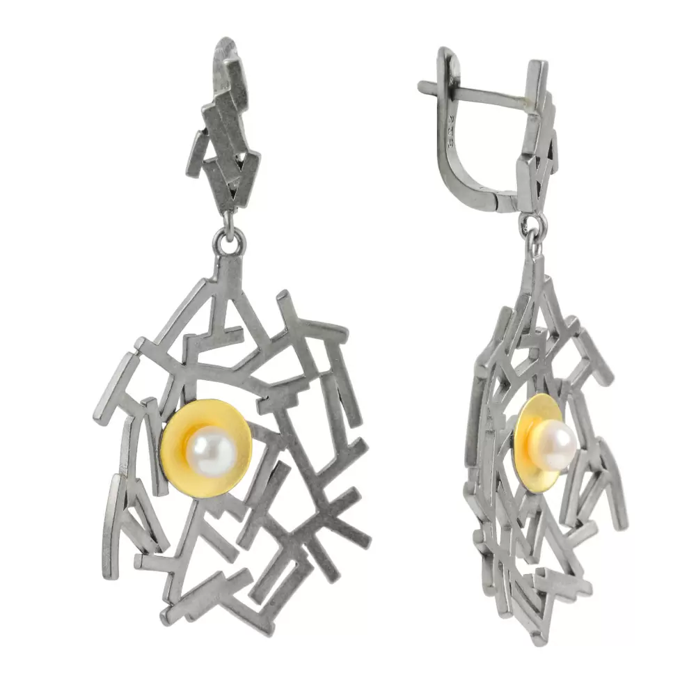 Серьги подвесные C02308 серебро