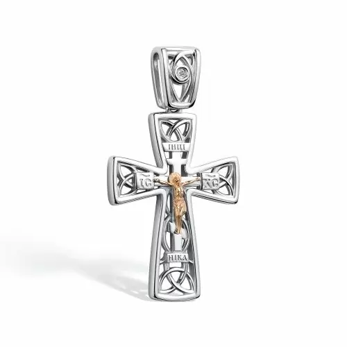 Крест христианский 03-4078.000Б-00 серебро бриллиант_0