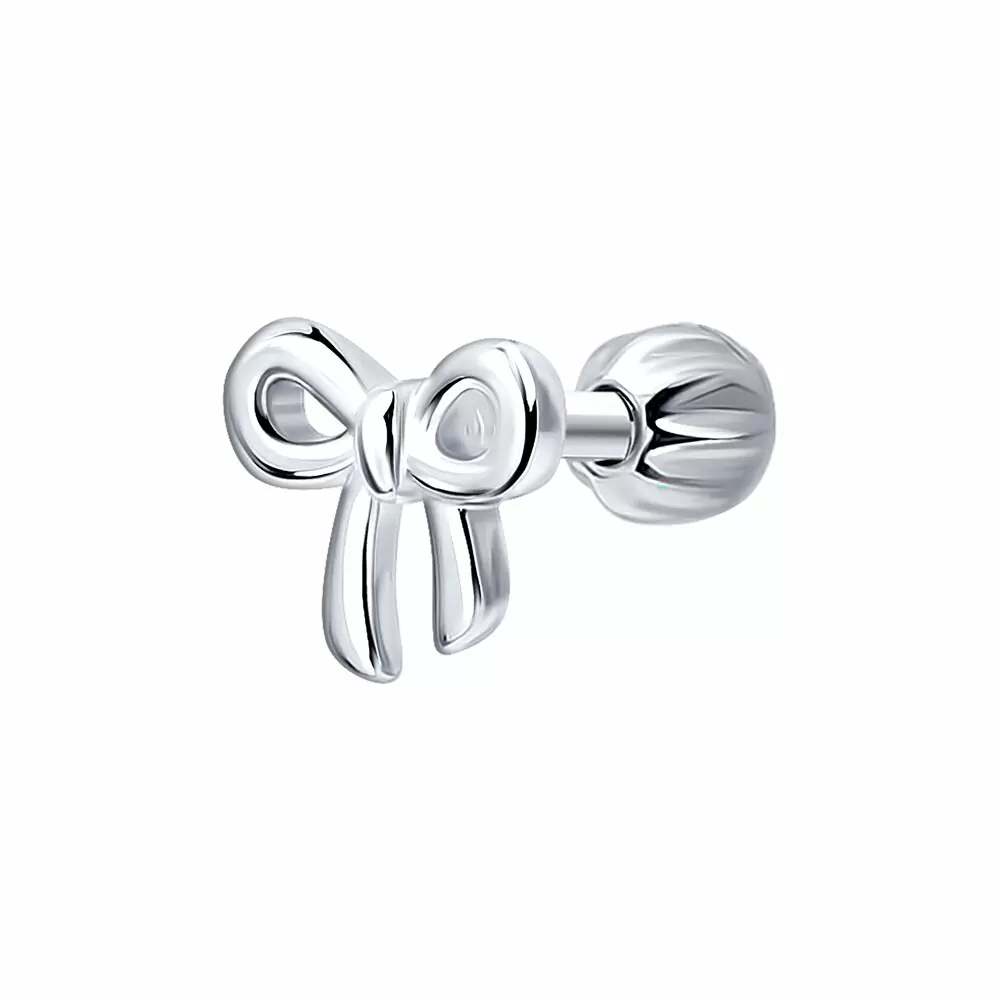 Серьги пусета одиночная 94170485 серебро бантик