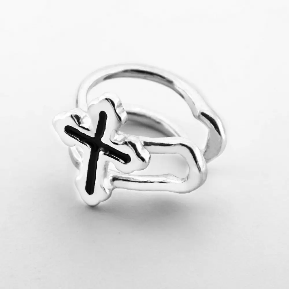 Серьги кафф 26807191 серебро Крест
