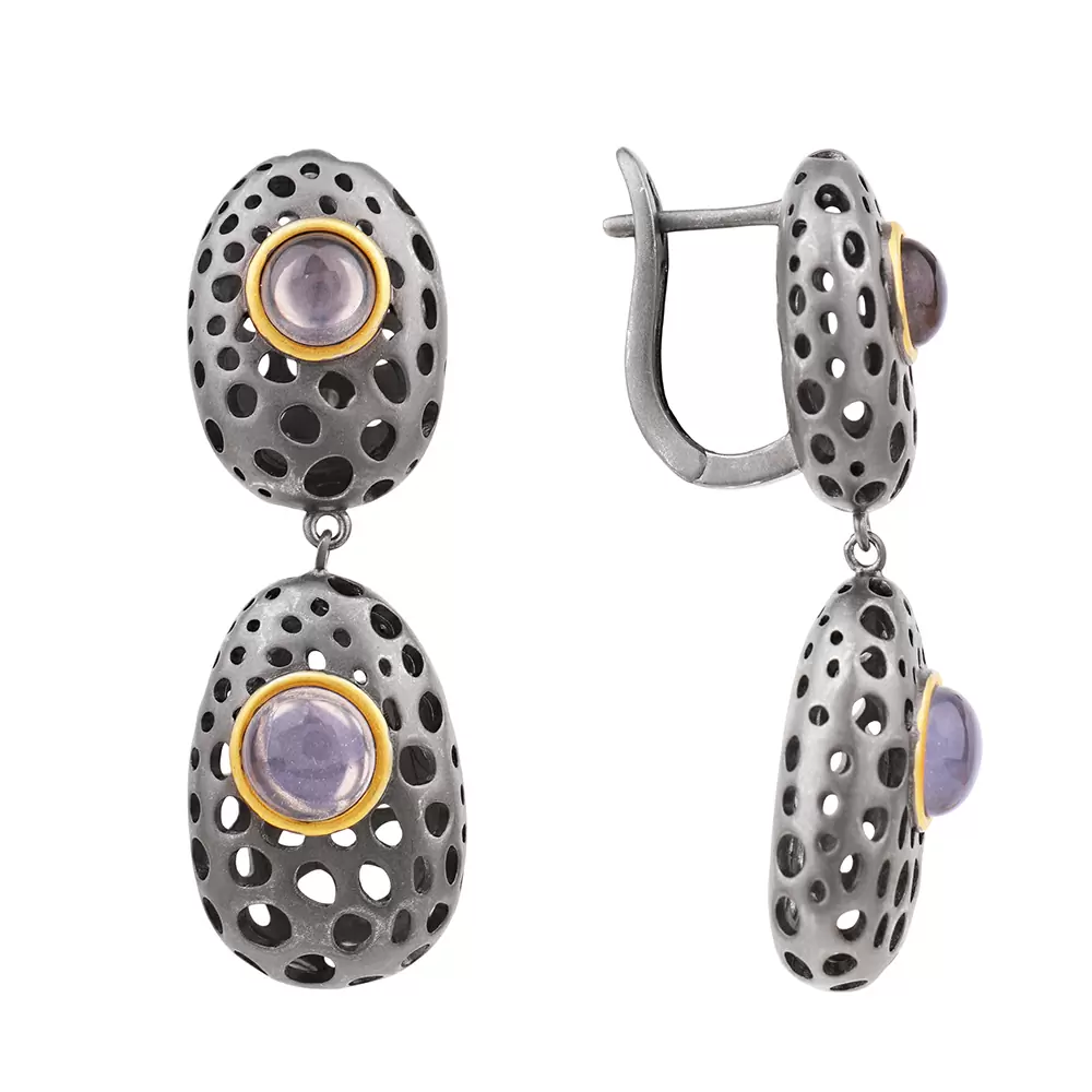 Серьги подвесные C02304 серебро