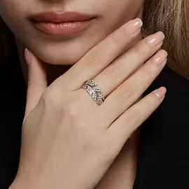 Кольцо 94014043 серебро перо_1