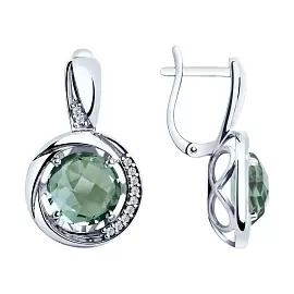 Серьги один камень 92022057 серебро_0