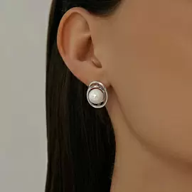Серьги один камень 94024397 серебро_1