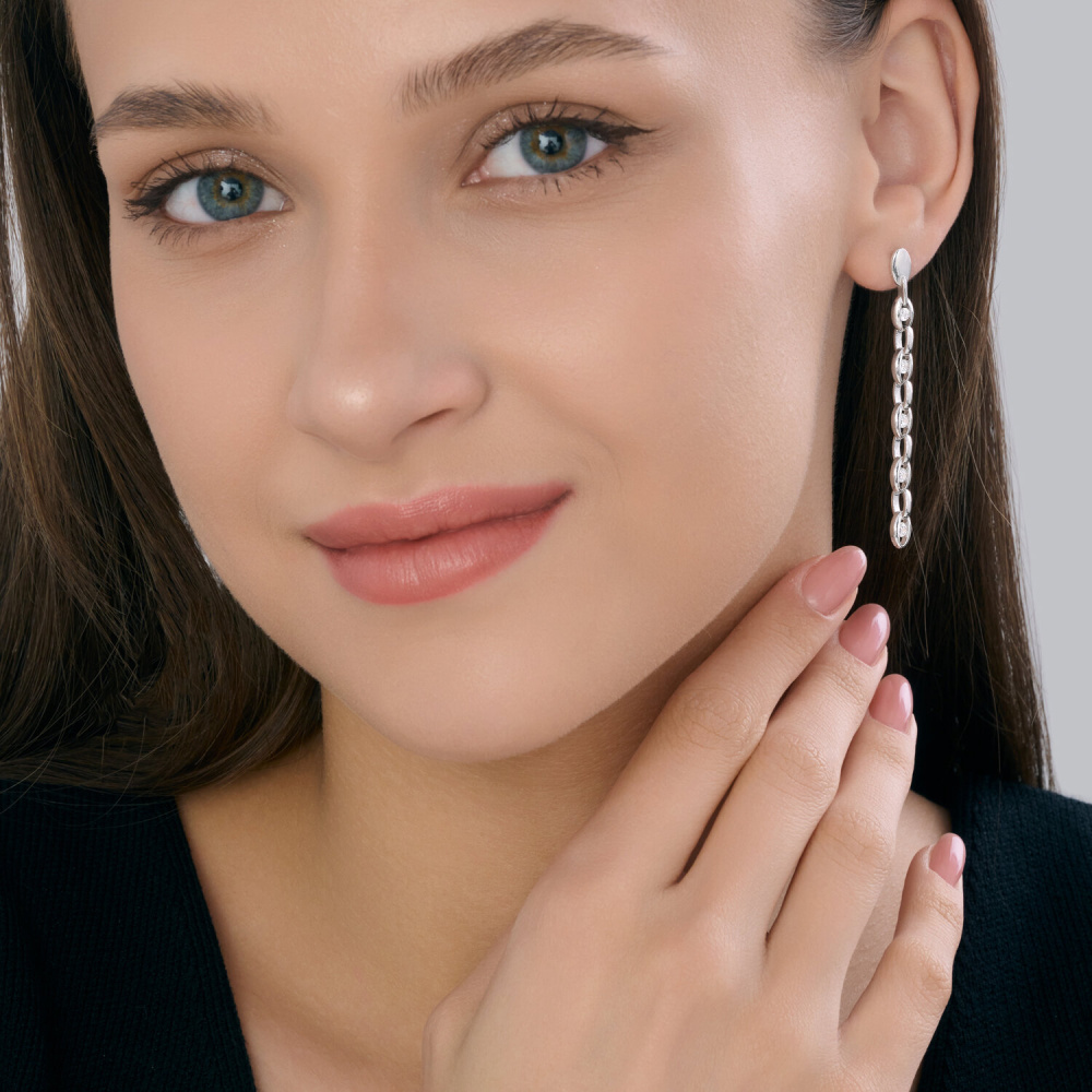 Серьги подвесные 94027346 серебро