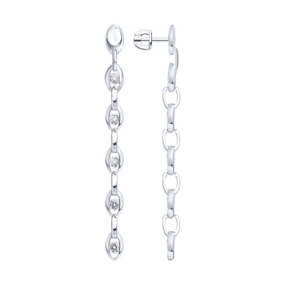 Серьги подвесные 94027346 серебро