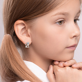Серьги 94021369 серебро Кот_1